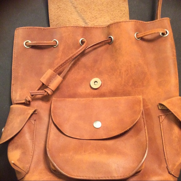 Mossimo brown leather backpack10.5”x10”x4” main image 4